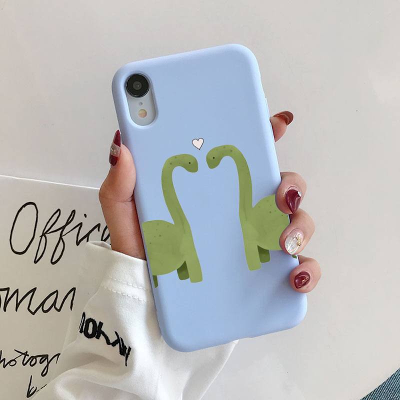 Cute dinosaur Liquid Silicone Phone Case for iphone 13 12 11 Pro Max XR XS X Soft Candy Cover for iPhone 6 6S 7 8 Plus Cases