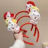 Red Hairband 2025 Happy New Year Headband Hairpin Plush Snake Year Headband  New Year Dress Up