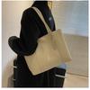 Simple Solid Color Large Capacity Tote Bag Casual Soft Leather Shoulder Bag for Women