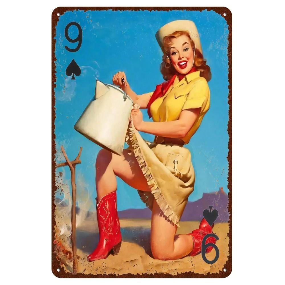 Pin-Up Girl Retro Metallwand Schild 30x20cm
