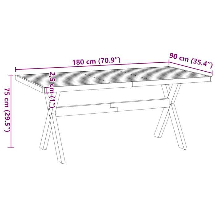 VidaXL Table à manger NOAIN pieds en forme de X 180x90x75cm massif pin, table de salle à manger, table de dîner, table de 4100046