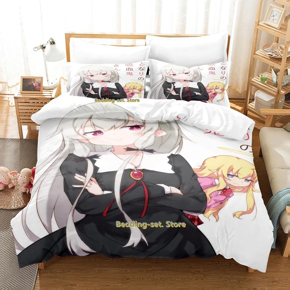 Tonari No Kyuuketsuki-san Zestaw Pościeli Pojedynczy Bliźniak Pełny Queen King Size Zestaw na Łóżko Dorosły Dziecko Sypialnia Zestawy Poszewek na Kołdrę Anime Łóżko