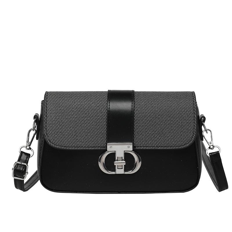 Summer simple  new trendy fashion contrasting color splicing shoulder crossbody hardware decoration small square bag women