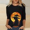 Women's Fashion Print Three-Quarter Sleeve Neck Top
