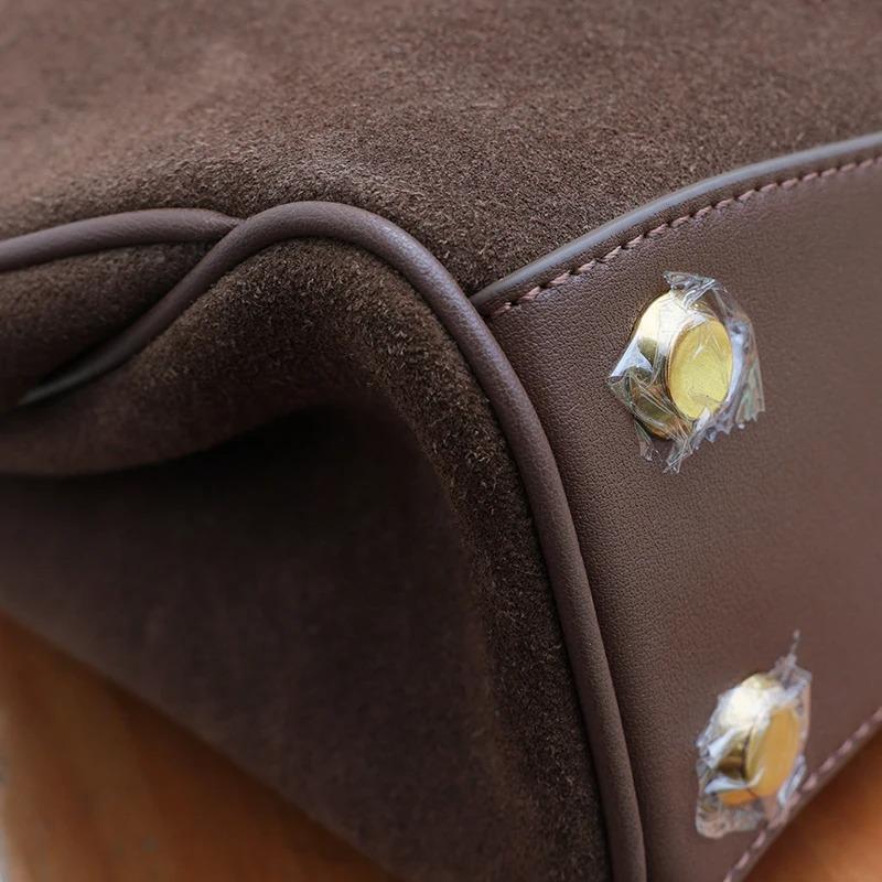 Große Kapazität Herbst Winter Wildleder Leder Tragetasche Mattiertes Rindsleder Hochwertige Umhängetasche für Damen