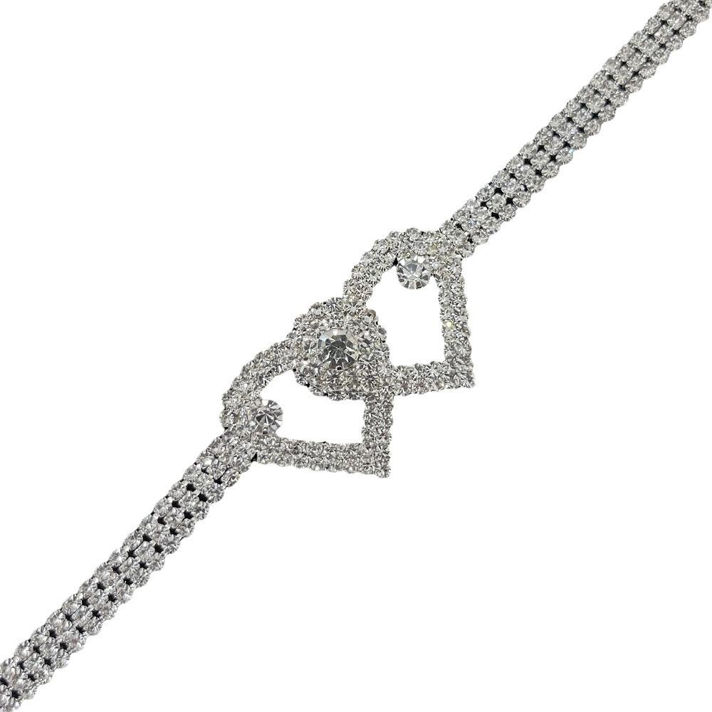 Fashion Personality Full Diamond Love Beach Anklet, Electroplated Heart-shaped Light Luxury Inlaid Rhinestone Water Drop Foot Jewelry