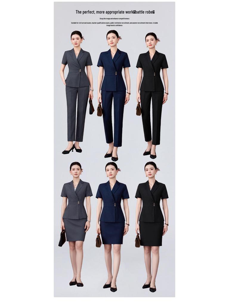 Women's Summer Short-Sleeved Professional Suit - High-End Formal Wear for Interviews and Commute