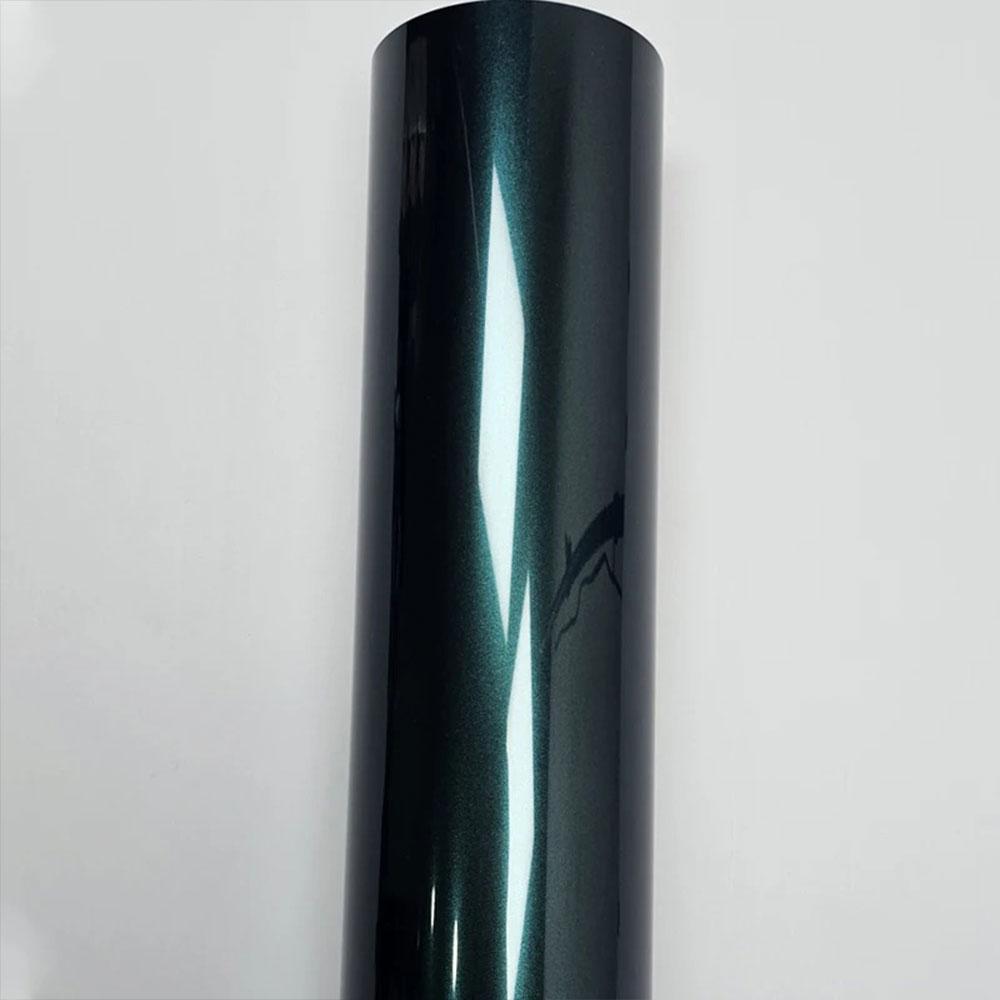 Hight Glossy PET Midnight Green Vinyl Car Wrap Film Aurora Green Self Adhesive Stickers Bubble Free Console Computer Laptop Skin