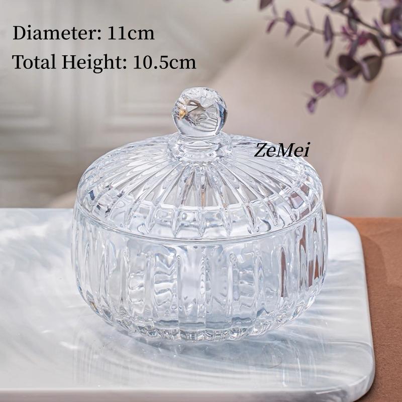 European-Style Crystal Glass Candy Jar,Jewelry Organizer Glass Jar With Lid Aromatherapy Candlestick Container Home Decoration