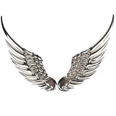 COM-SHOT 3D Emblem Sticker "Wings" Stylish Dress Up Metallic MI-WINST (Silver)