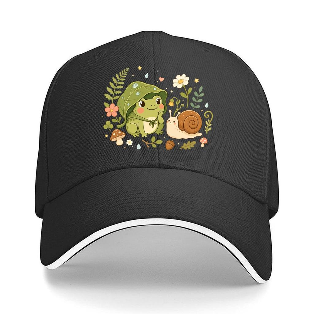 Whimsical Forest Frog Friend Illustr Sandwich Baseball Cap Sun Cap Outdoor Workouts Hat