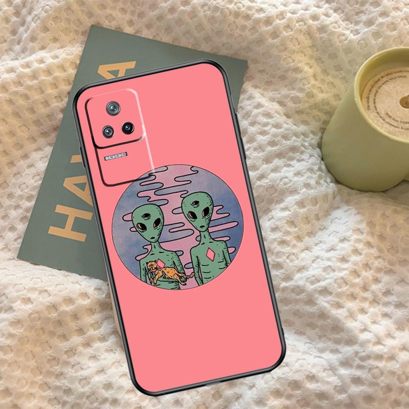 Aesthetics Cartoon Alien Space Case For Xiaomi 14T 11T 12T 13T Pro 13 14 15 Ultra POCO X7 Pro X3 X5 X6 M6 F5 F6 Pro Cover