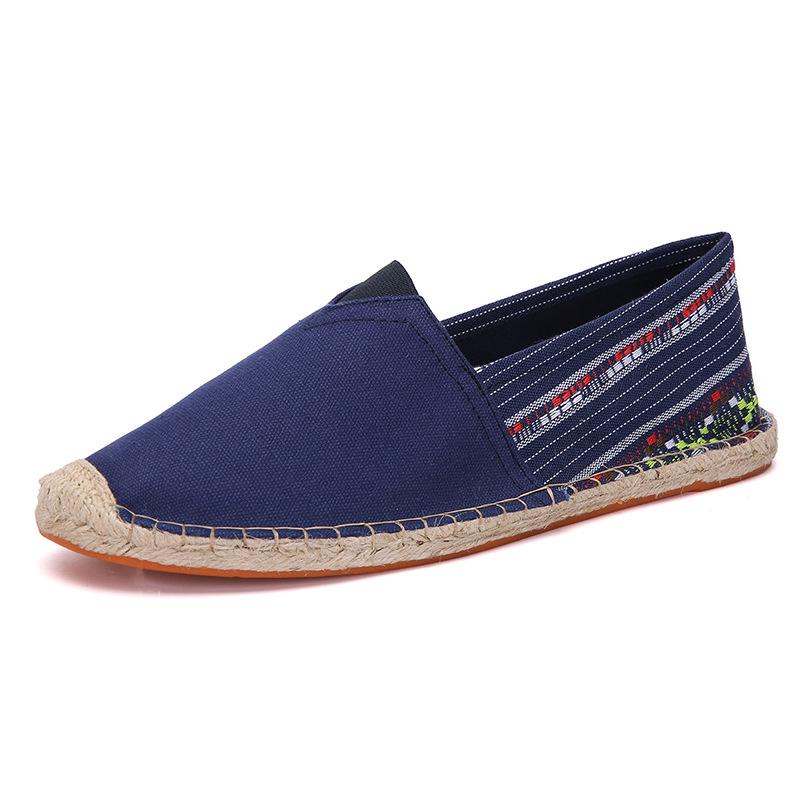 Summer Canvas Slip-On Espadrilles with Linen Sole - Casual Solid Color Hemp Rope Fisherman Shoes
