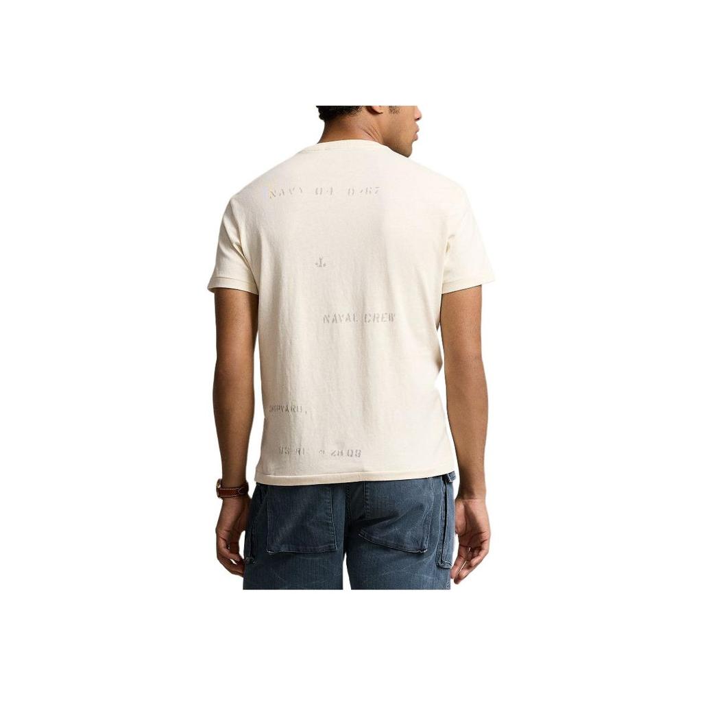 Polo Ralph Lauren Letter And Number Print Crew Neck Short Sleeve T-Shirt Men Tops Washed-White MNPOTSH1N822063-100