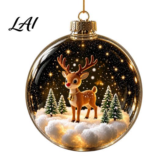 Charming Christmas Gift for Friends Glowing Decorative Ball Lighted Ornament with Festive Scene LED Illuminated Holiday Mantel Accents Tree Hanging