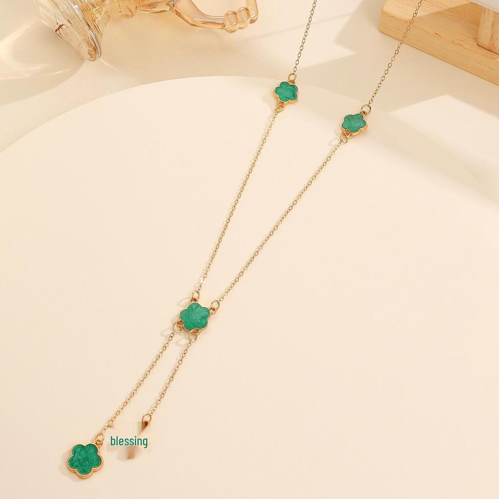 European and American Hot-Selling Lucky Clover Jewelry Set: Five-Leaf Bracelet, Earrings, Necklace & Ring for Women