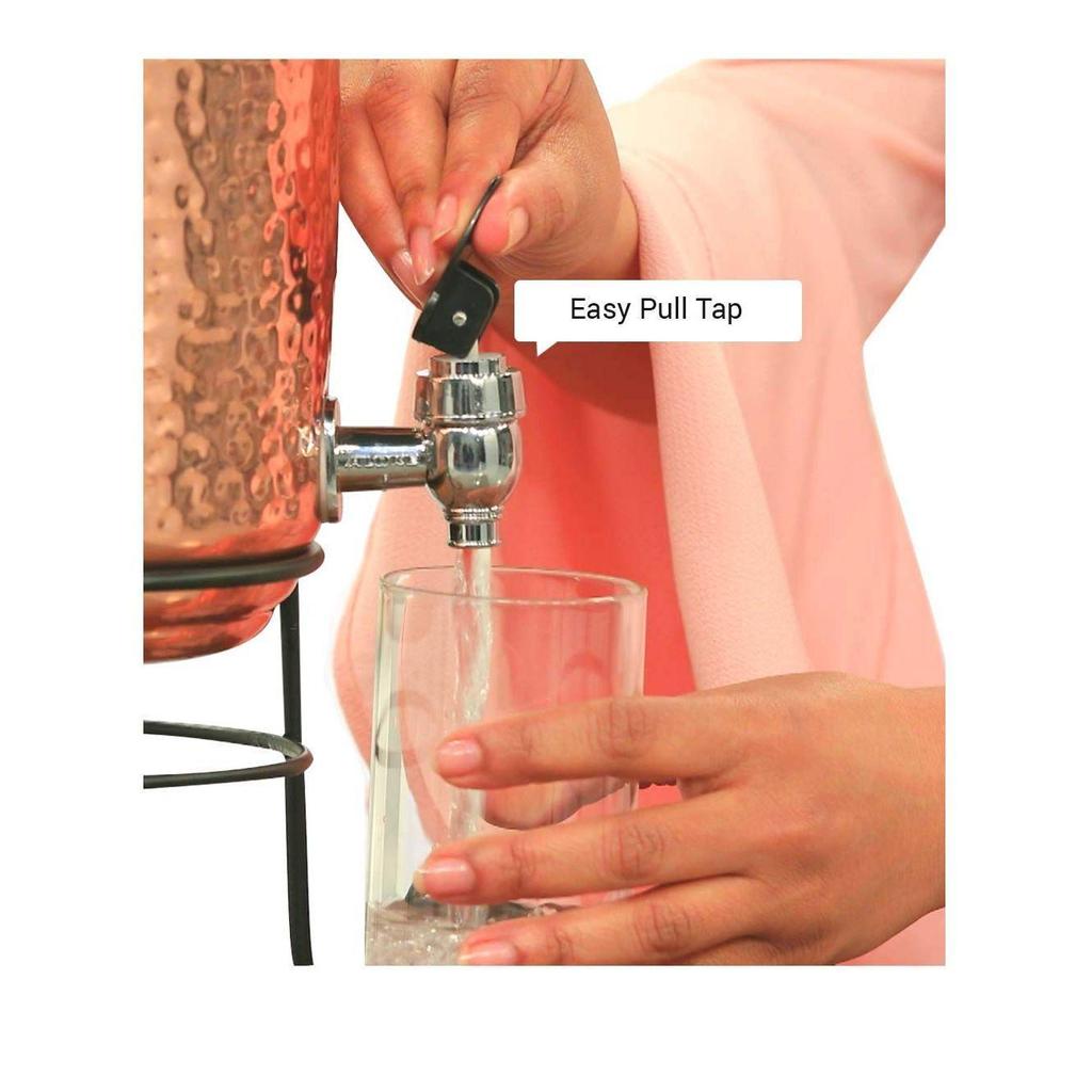 Dávkovač vody z čisté mědi Matka Nádoba Hrnec 5000 ml se stojanem a 2 sklenicemi (Hnědý)