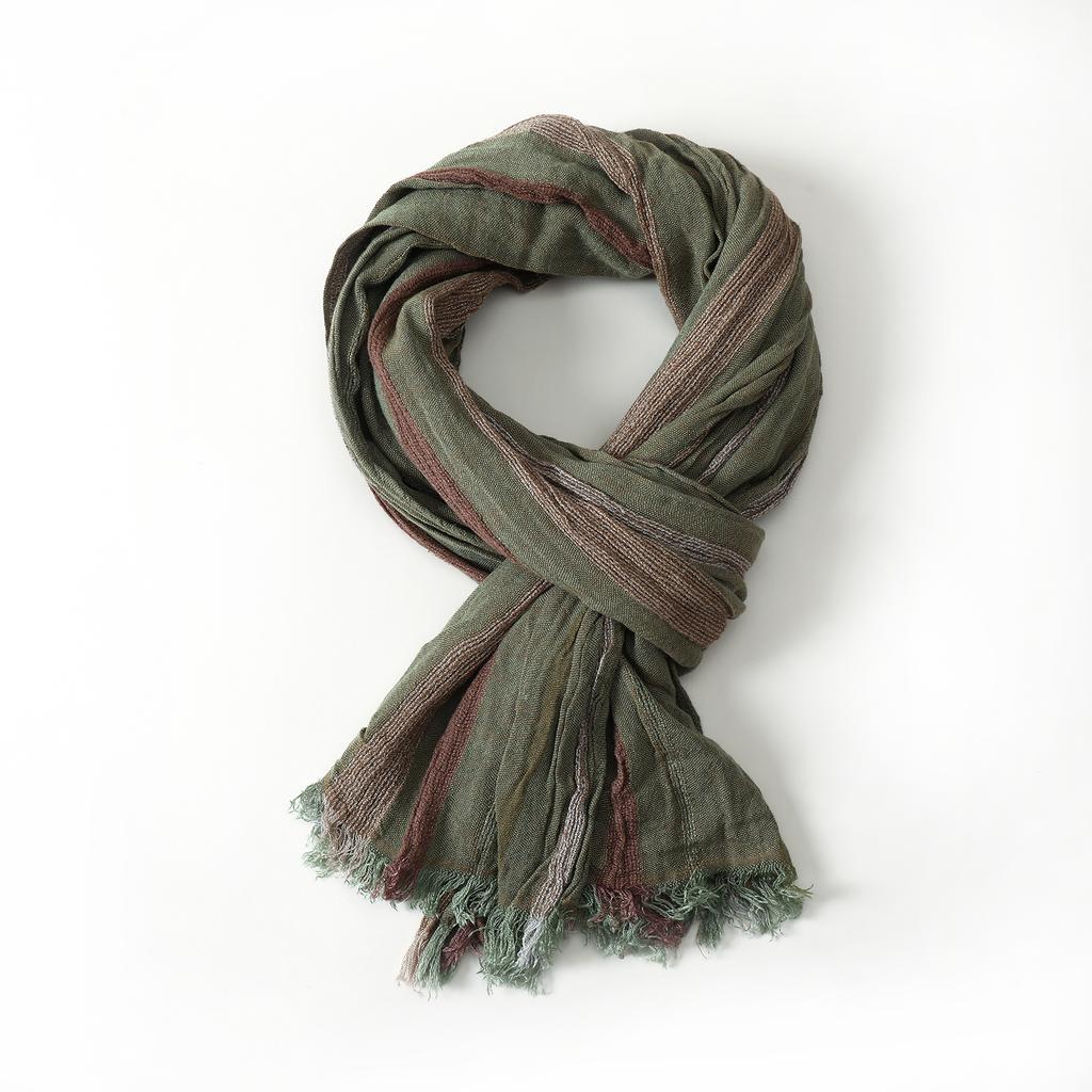 Fashion Men Cotton Linen Striped Scarf