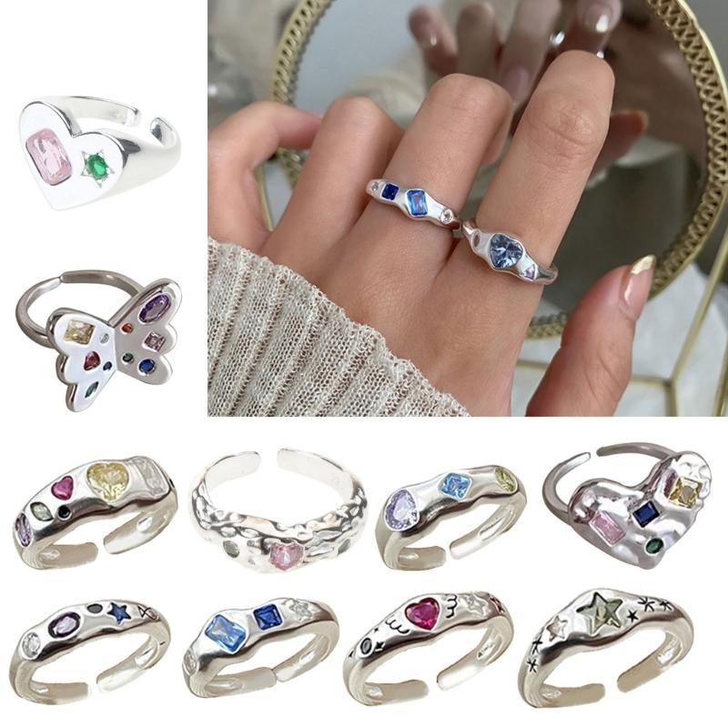 Adjustable Rings Zircon Rings Engagement Rings Y2K Rings Aesthetic Jewelry Alloy Material Great Gift for Women Gifts
