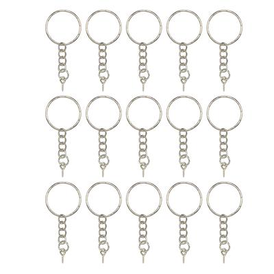 40Pcs Polished Key Ring Screw Eye Short Chain Split Ring Connector Diy Jewelry
