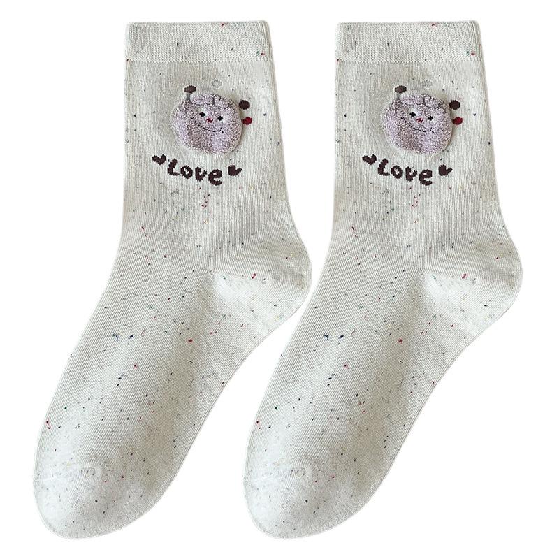 5 Pairs of Female Cute Cartoon Doodles All Go Boneless Yuezi Tube Socks