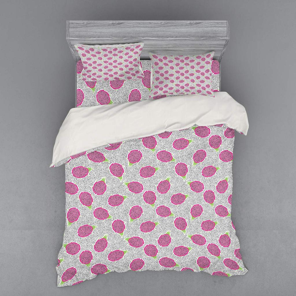Pitaya Dekbedovertrek Set Voor Kinderen Jongens Meisjes Queen King Lichtgewicht Sprei Cover Slaapkamer Decor Tropische Vruchten Print Beddengoed Set