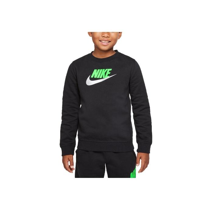 Nike Logo Print Sports Crew Neck Sweatshirt Kids Tops Black CV9297-015