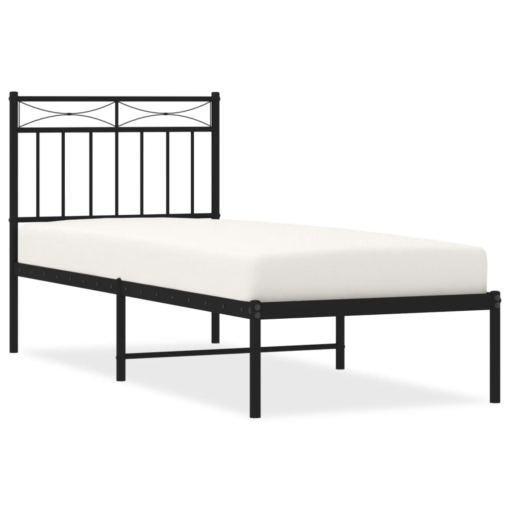 Vidaxl Metal Bed Frame with Headboard, Black, 80X200 Cm