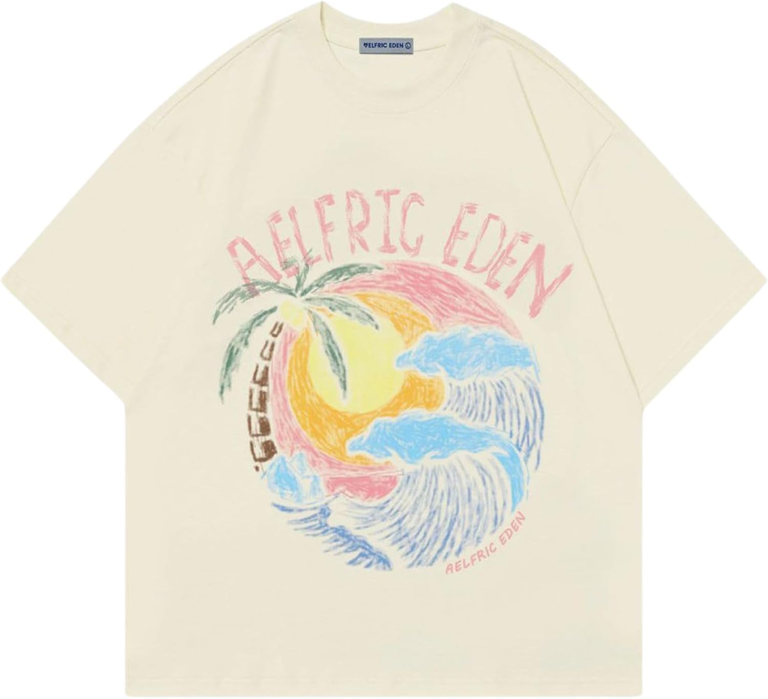 

Aelfric Eden Grahpic Tees Unisex Graffiti Sunset Print Tshirts Casual Summer Short Sleeve Shirt Cotton Cute Top S разноцветный