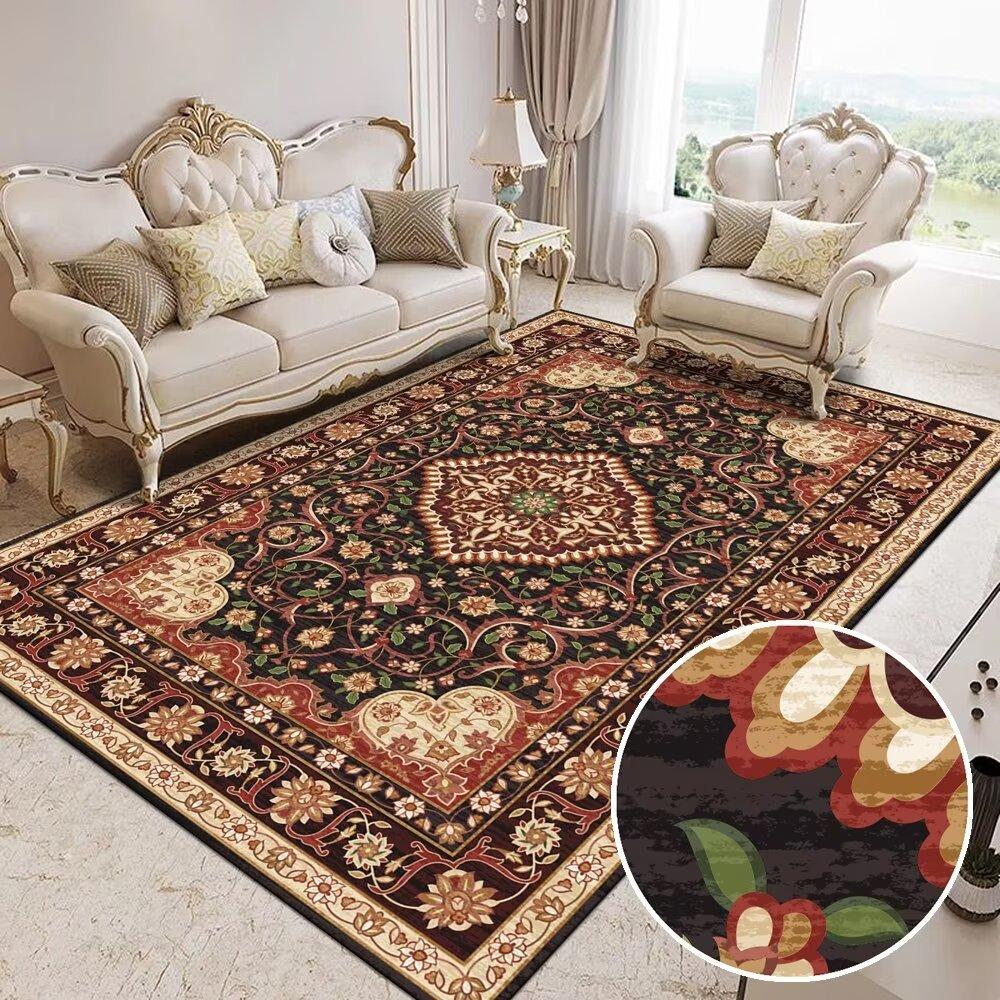 Persian Living Room Carpet Ethnic Style Bedroom Bedside Carpet Retro Home Anti Slip Wear-resistant Pad