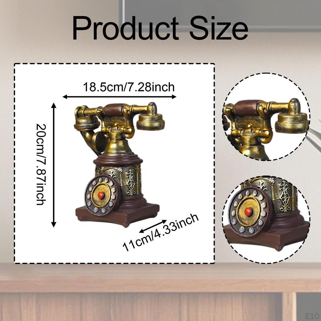 Phone Model Antique Figurine Creative,Corded,Desk Phone,Wall Decor Statue Vintage Rotary