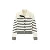 PEACEBIRD Women's Slim-Fit Color-Block Stripe Lapel Knit Sweater