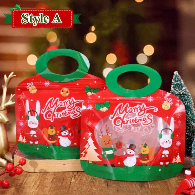

10/100 шт. Пластиковый рождественский пакет на молнии, портативный, сделай сам, детские игрушки, Рождество, свадьба, праздничная вечеринка, конфеты, закуски, сахар, подарки, мешочки для хранения 21x22x4cm&10PCS