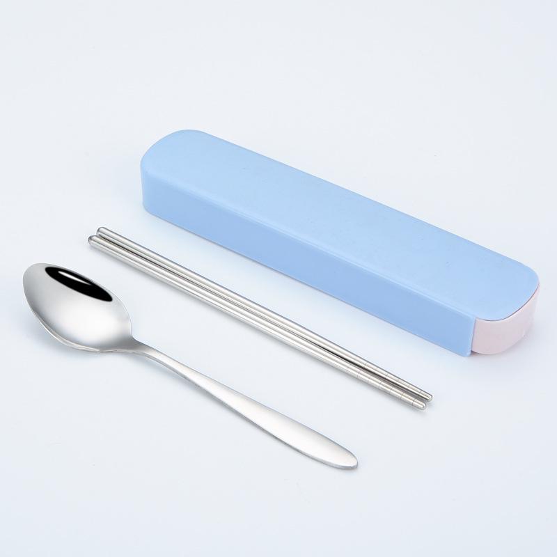 Portable Stainless Steel Cutlery Set: Spoons, Chopsticks, Knife, Fork - Three-Piece Set