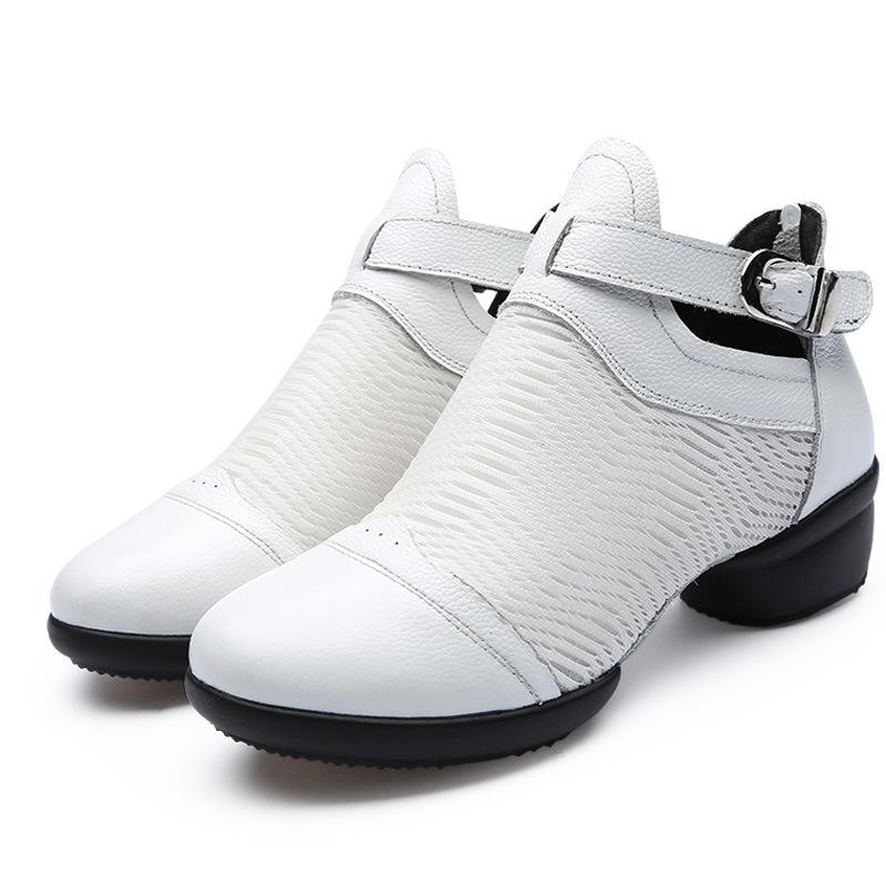 Scarpe da ballo con superficie in rete da donna Scarpe casual da ragazza Scarpe da ballo con tacco alto Scarpe da ballo moderne da esterno per signore Scarpe da ballo quadrato Jazz