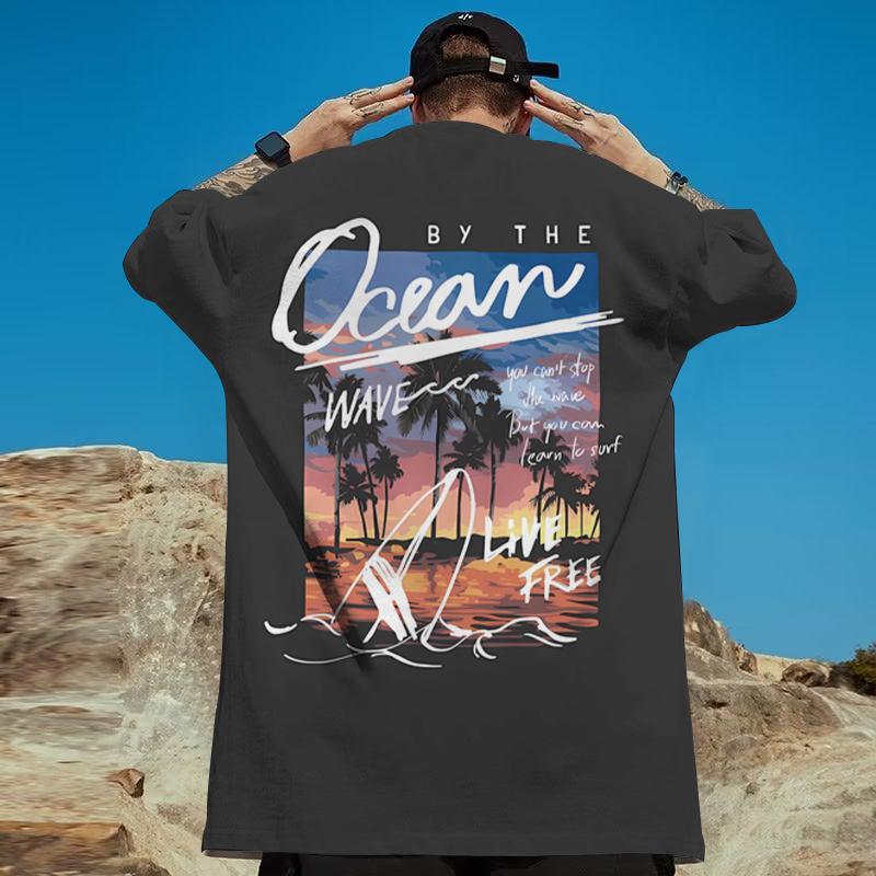 

New Men s T-Shirt Coconut Tree Print T-Shirt For Men Summer Oversized Short Sleeve Tees Daily Casual male Clothes Tops XXXXXL