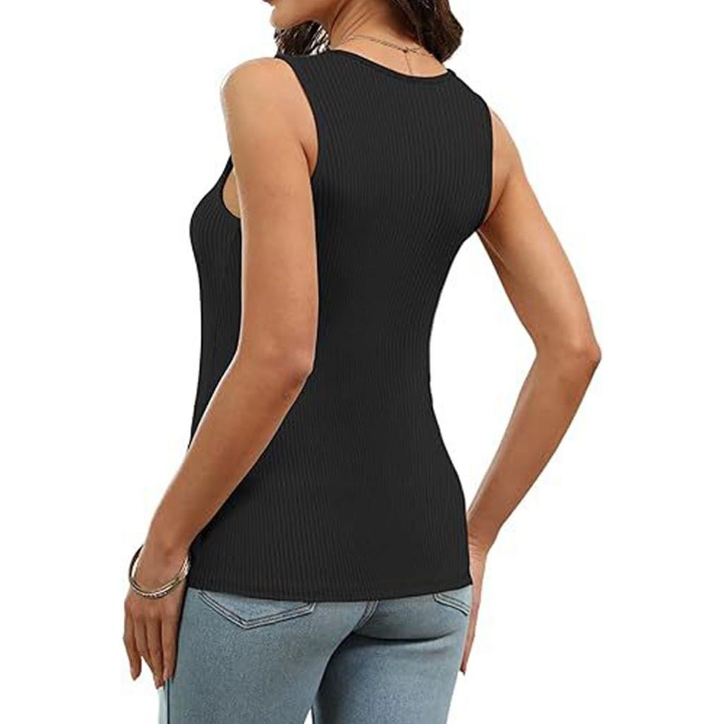 Womens Ribbed Tank Tops 2024 Summer V Neck Slim Fitted Tops Casual Basic Knit Sleeveless Shirts