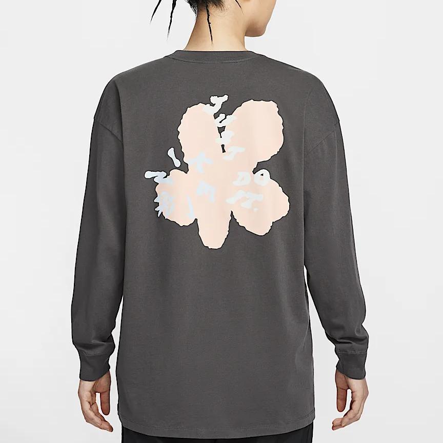 Nike Sportswear Oversized Long Sleeve Drop Shoulder T-Shirt Women Tops Medium-Gray IB1958-261