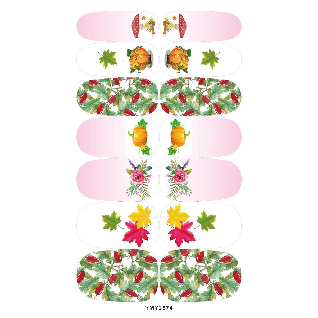 Waterproof Autumn Leaves Fox Nail Art Stickers - Full Cover Ins Style (YMY2566-2576)