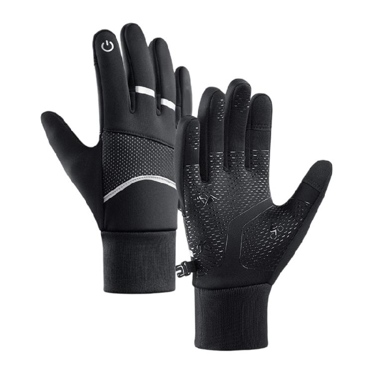 

Перчатки для сенсорных экранов для холодной погоды, утепленные, водонепроницаемые, с дизайном ладони с противоскользящим захватом, для зимних видов спорта, езды на велосипеде чёрный