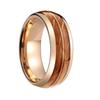 Men's Wide Band Ring With Whiskey Barrel Wood And Guitar String Inlay Unique Wooden Jewelry