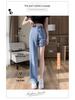 Women's Summer Tencel Wide-Leg Jeans - Lightweight, Elastic Waist, Ice Silk Drape, Loose Fit.