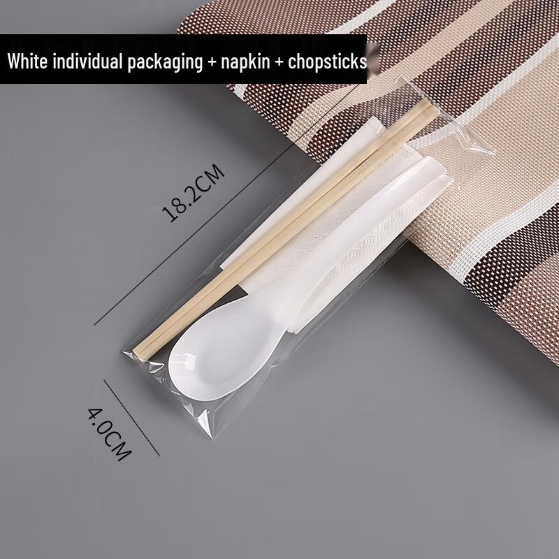 Disposable PP Long Handle Spoon Set with Tissue & Chopsticks