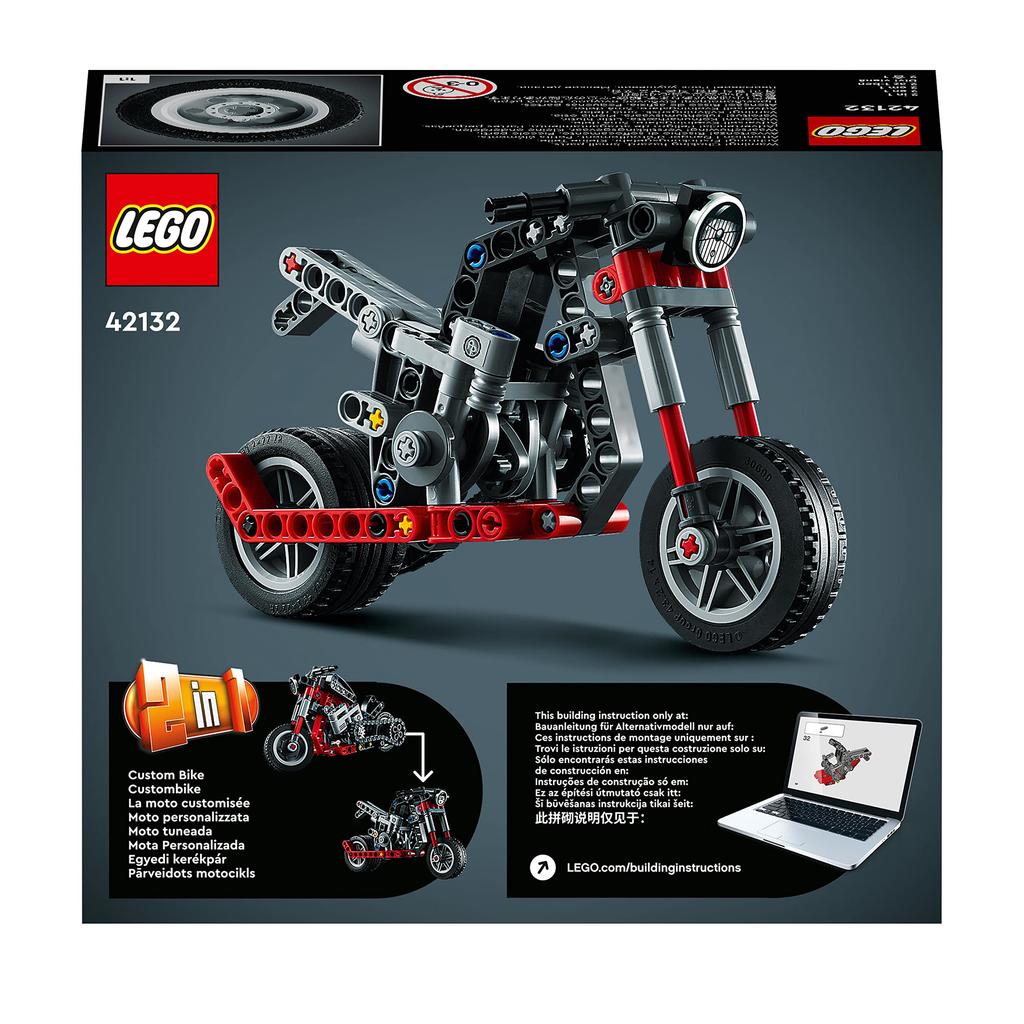 LEGO Technic Motorcycle 42132, a STEM Educational Toy and Building Block Gift for Boys Ages 7 and Up.