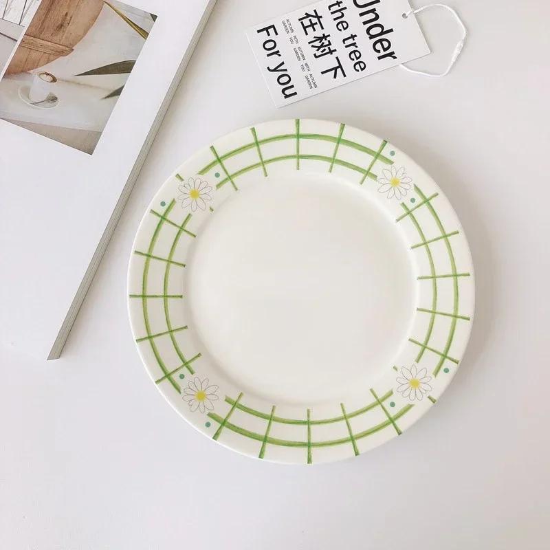 8inch Ceramic Plate Tableware Flat Plates Dessert Dish Cake Saucer Salad Plates Plates and Dishes Carton Dinner Plates