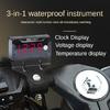 Digital Car Motorcycle Thermometer Voltmeter 3 In 1 Electronic Clock LED Watch