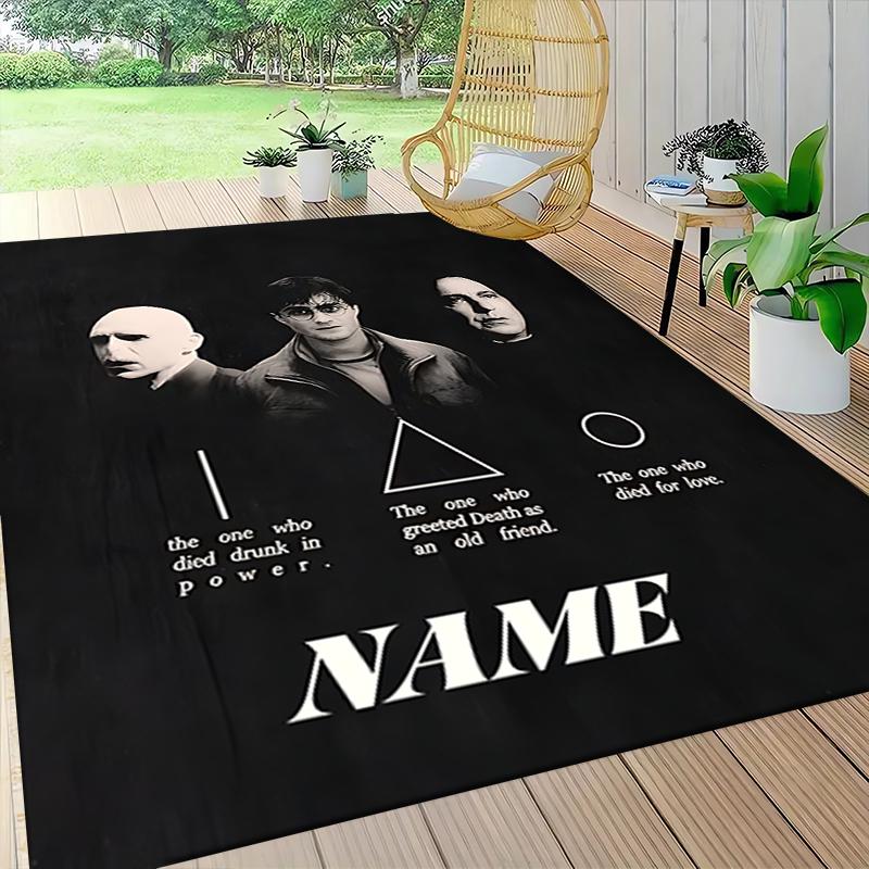 Custom Name Gryffindor Pride Fire Carpet Rug Customizable Soft Washable Anti-Slip Home Living Room Sofa Mats Personalized Rug. 090985