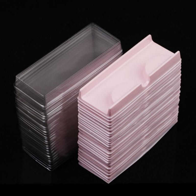 50Pcs Lash Trays Plastic Triangletransparent Mink Lash Holder Eyelash Tray