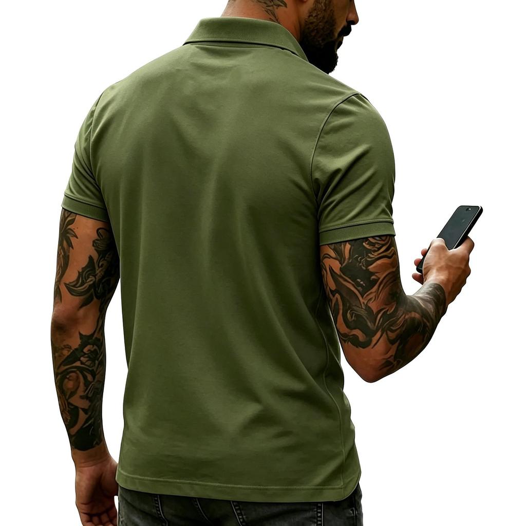 Men's Casual Short Sleeve Polo Shirt 250 Years Independence Day Print Button Down Collar Lightweight Soft Fabric
