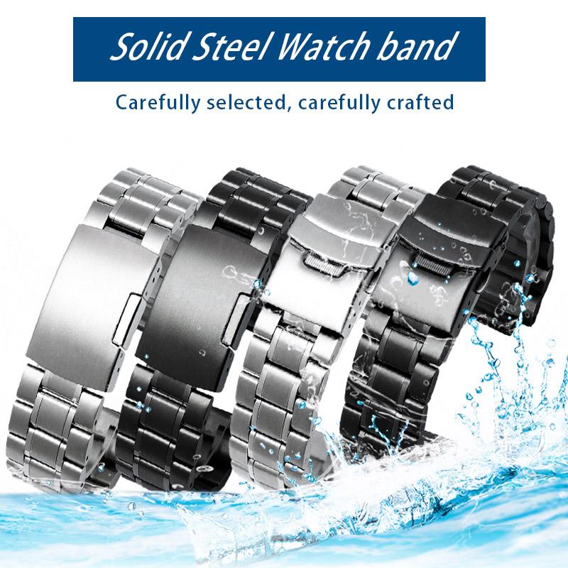 Für TIMEX T2N720 T2N721 TW2R55500 T2N739 Edelstahl-Uhrenarmband Herren-Uhrarmband 24*16mm Anstoß-Ende Metallarmband Schwarz Silber